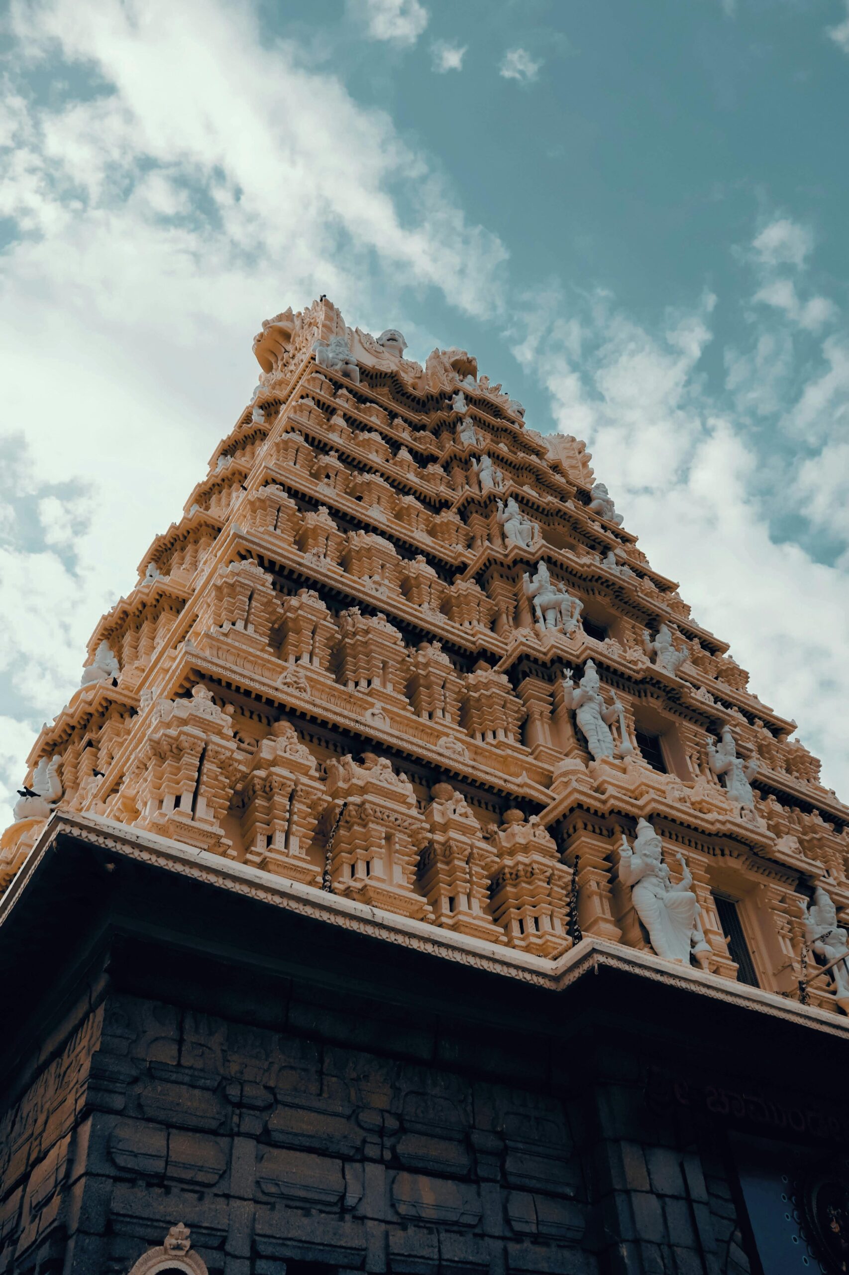 Carved Dravidian temple gopuram, Karnataka