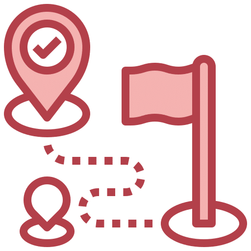 Map pin and flag icon