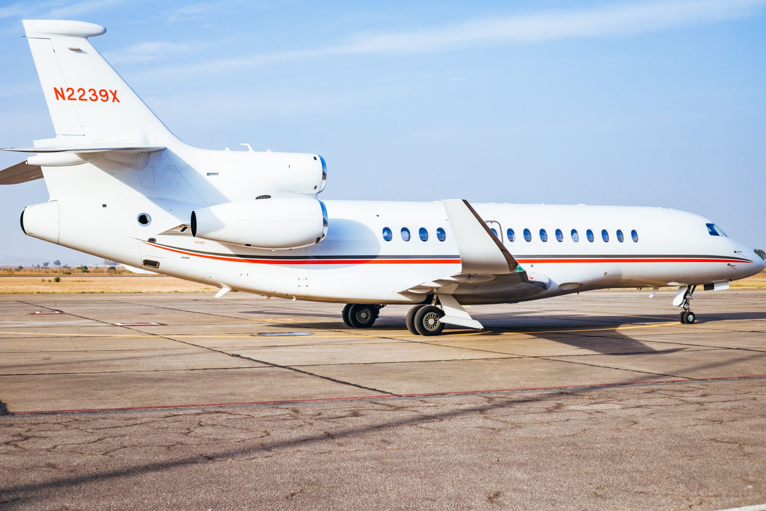 Private charter jet on the tarmac