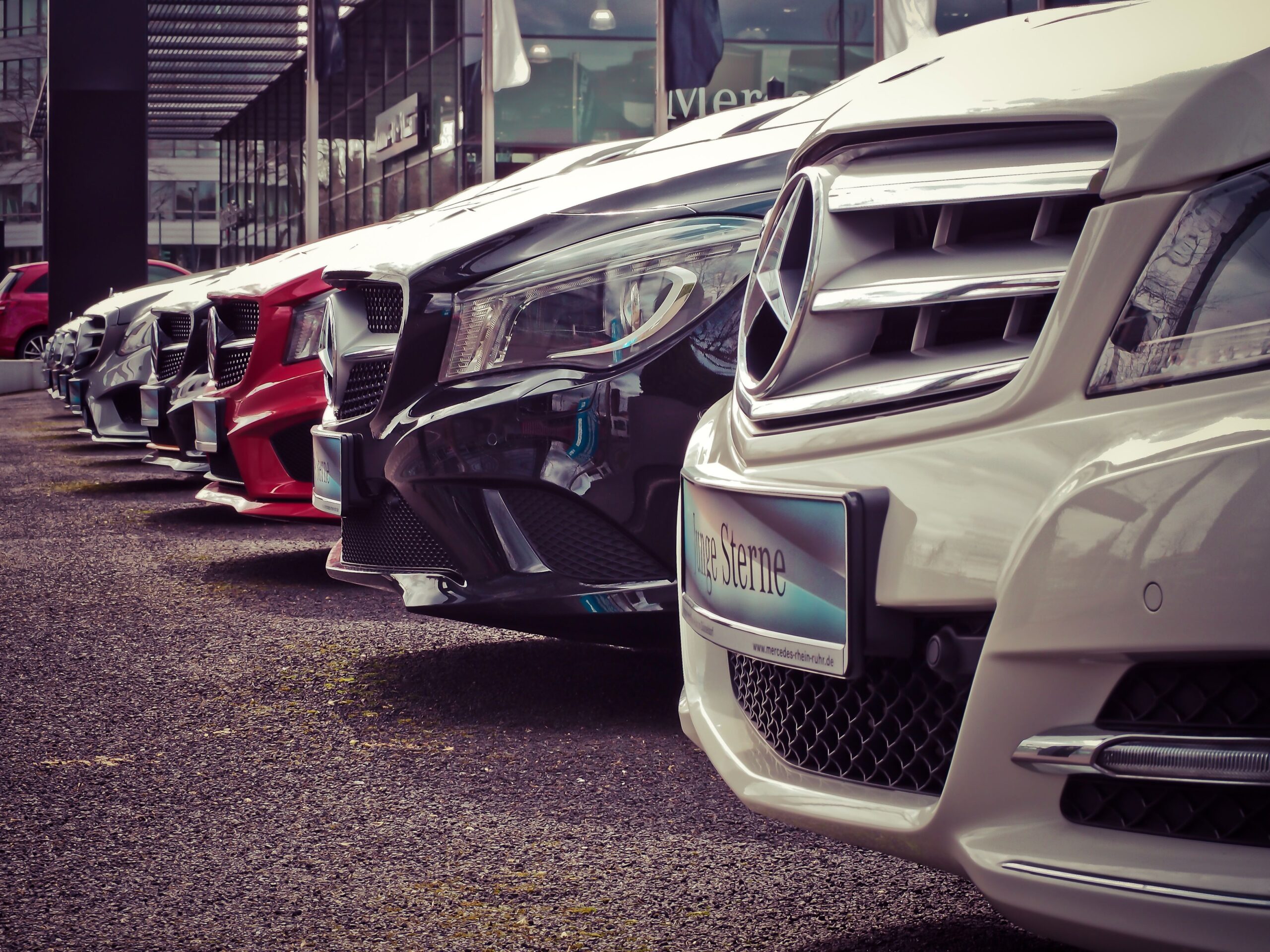 Row of cars available for hire
