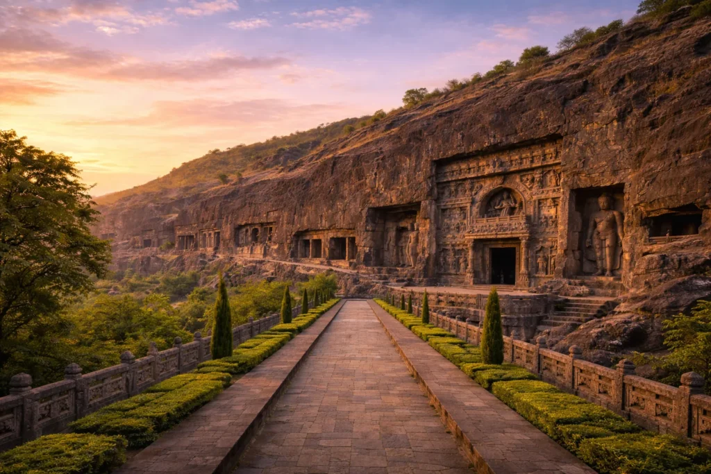 Rock-cut cave entrance at Ajanta, near Chhatrapati Sambhajinagar