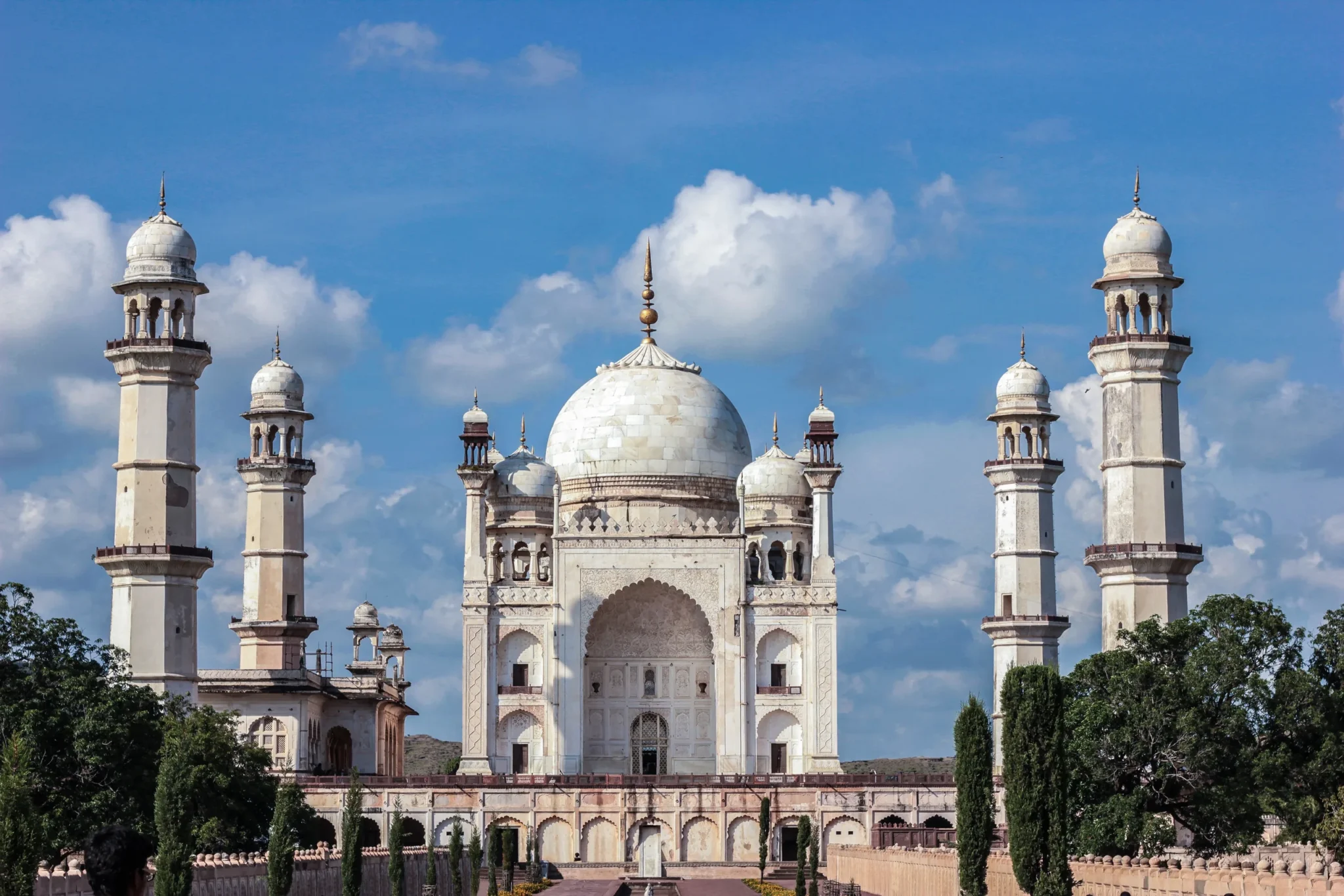 Bibi Ka Maqbara with its minarets and gardens