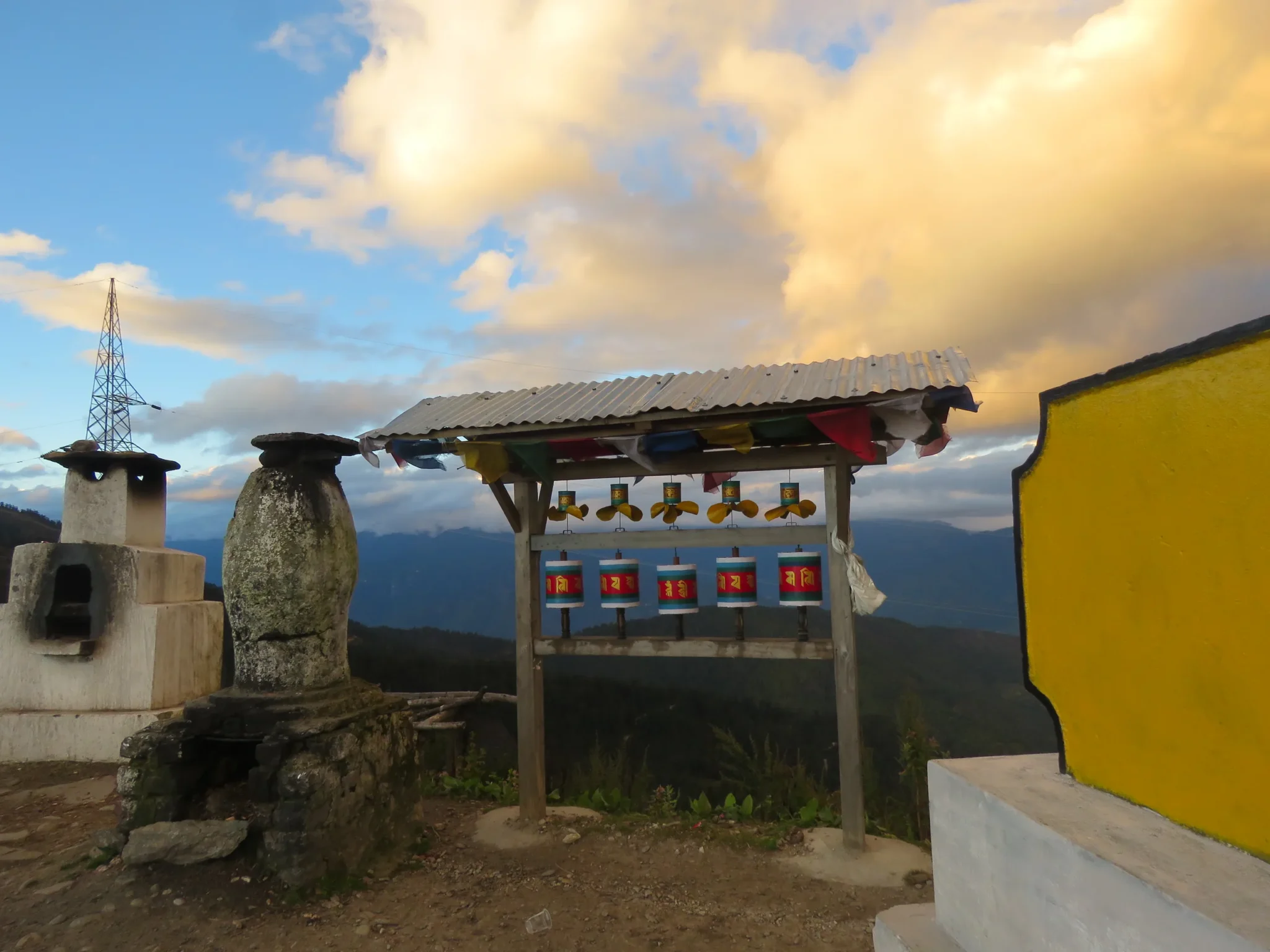 Chortens at Chele La pass above the Paro and Haa valleys