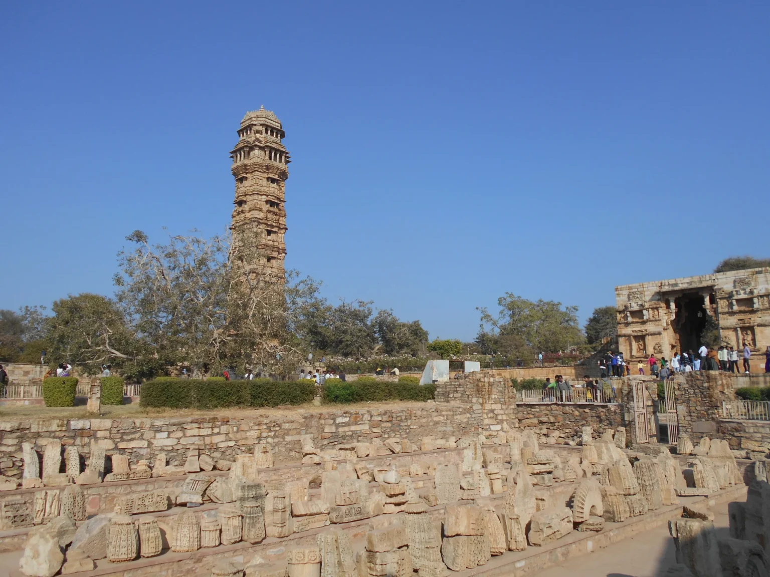 Vijaya Stambha victory tower rising inside Chittorgarh Fort