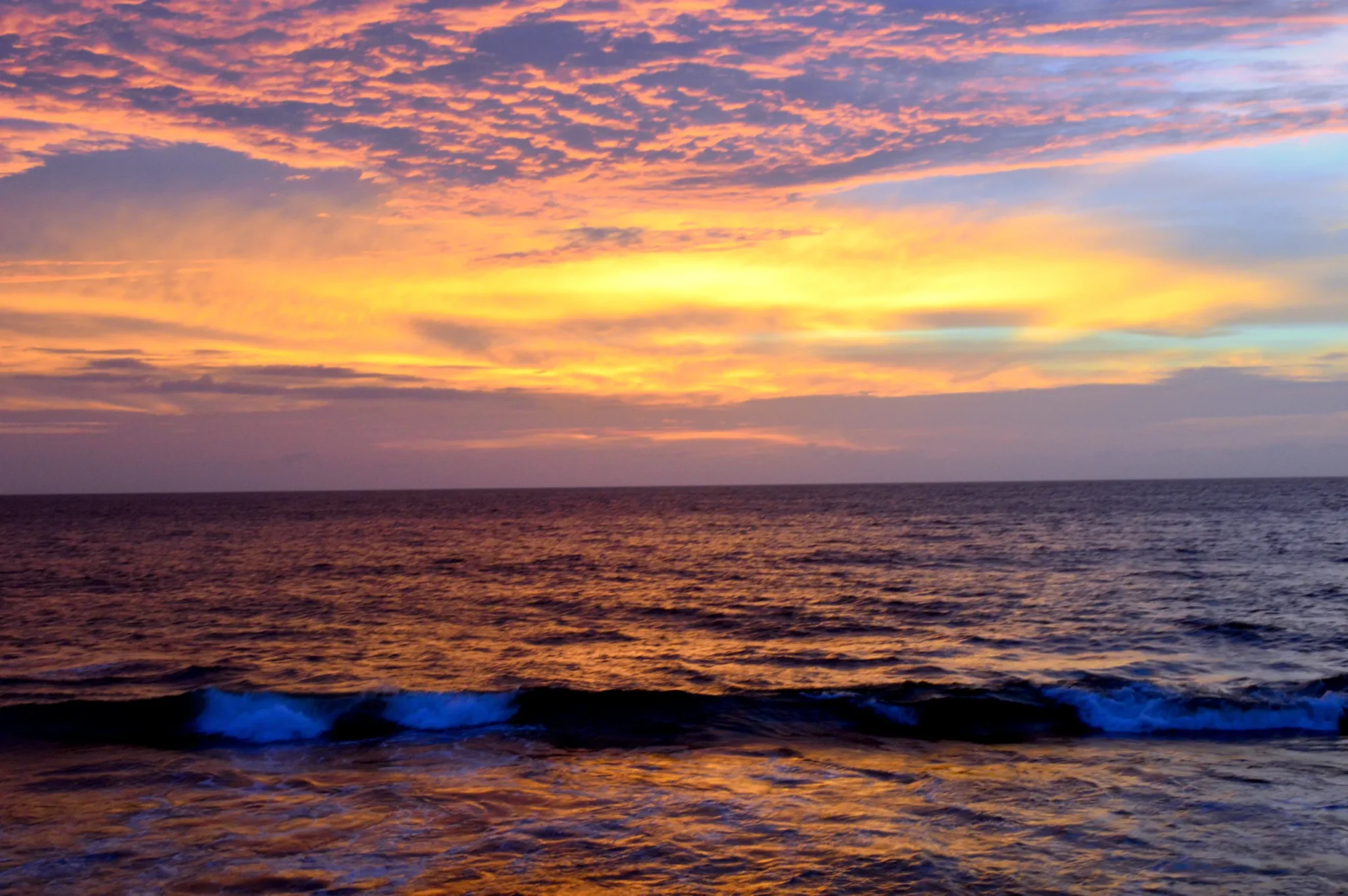Fiery sunset over the Indian Ocean from Galle Face, Colombo