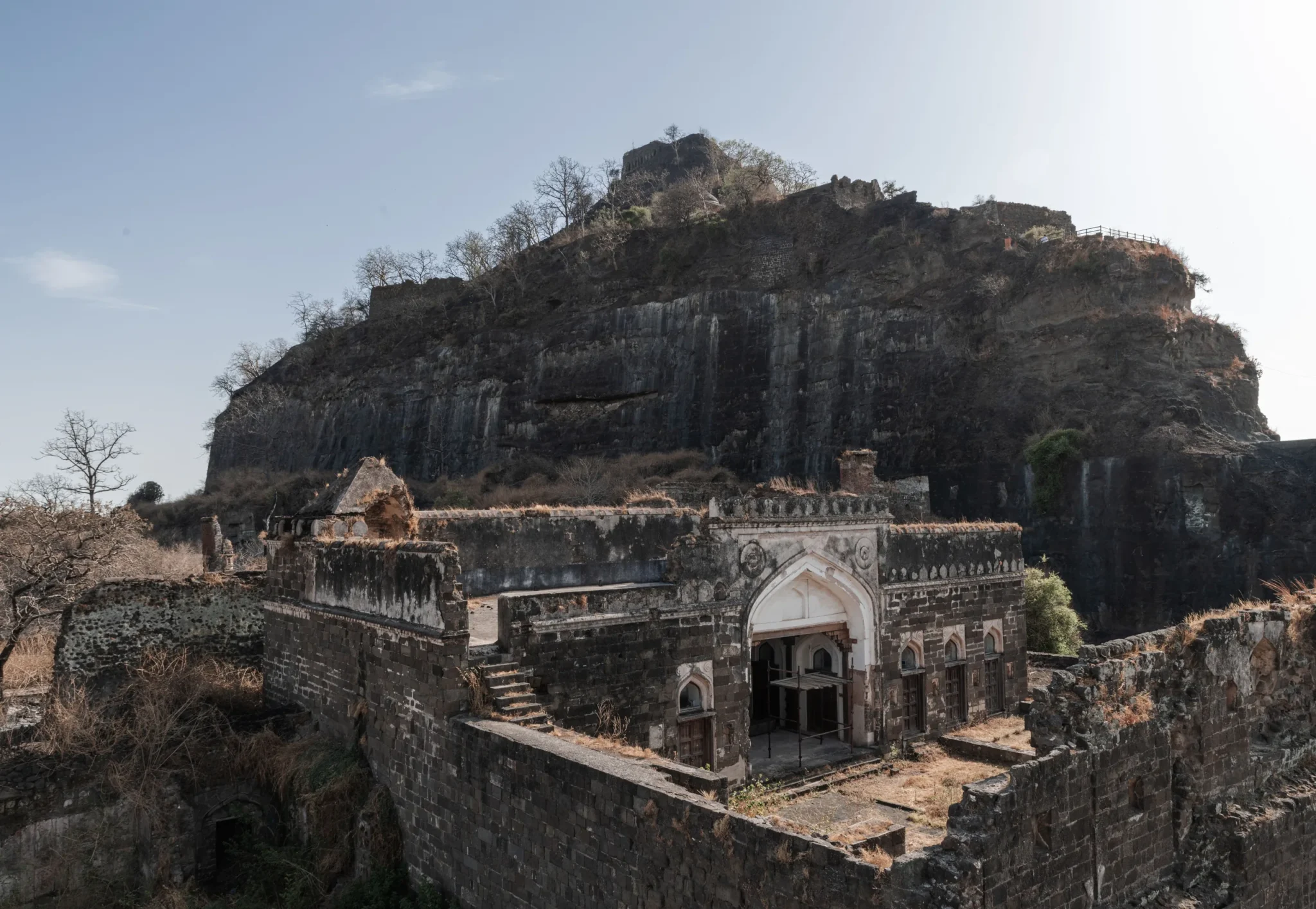 The Devagiri hill of Daulatabad Fort with its ruined walls