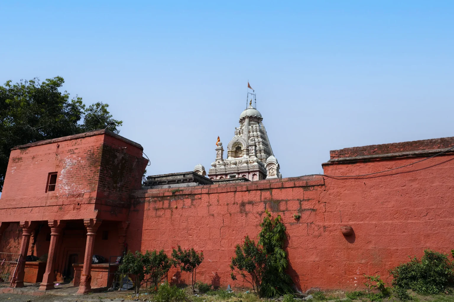 The spire of the Grishneshwar Jyotirlinga Temple at Verul