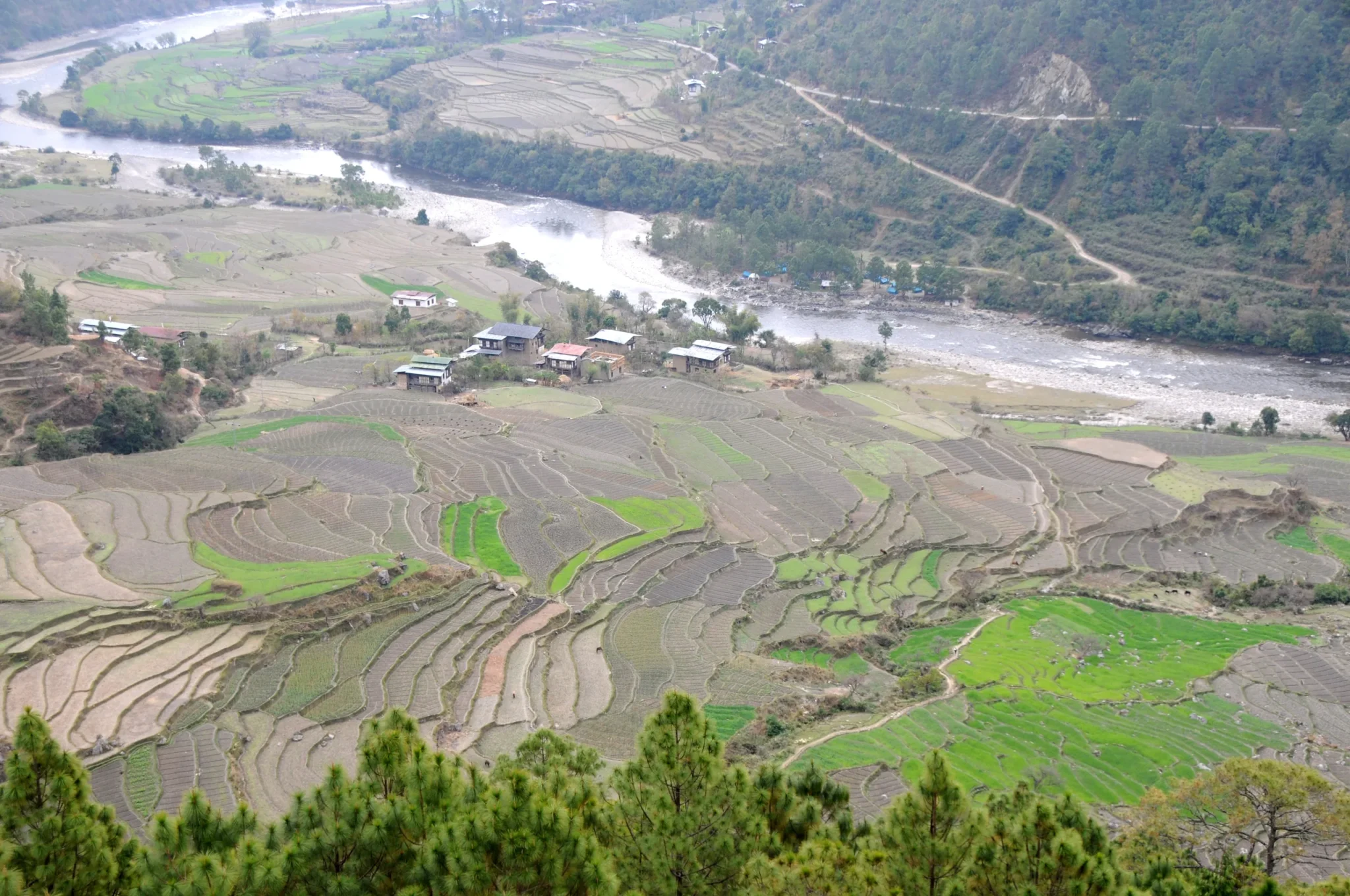 The Punakha valley seen from Khamsum Yulley Namgyal Chorten