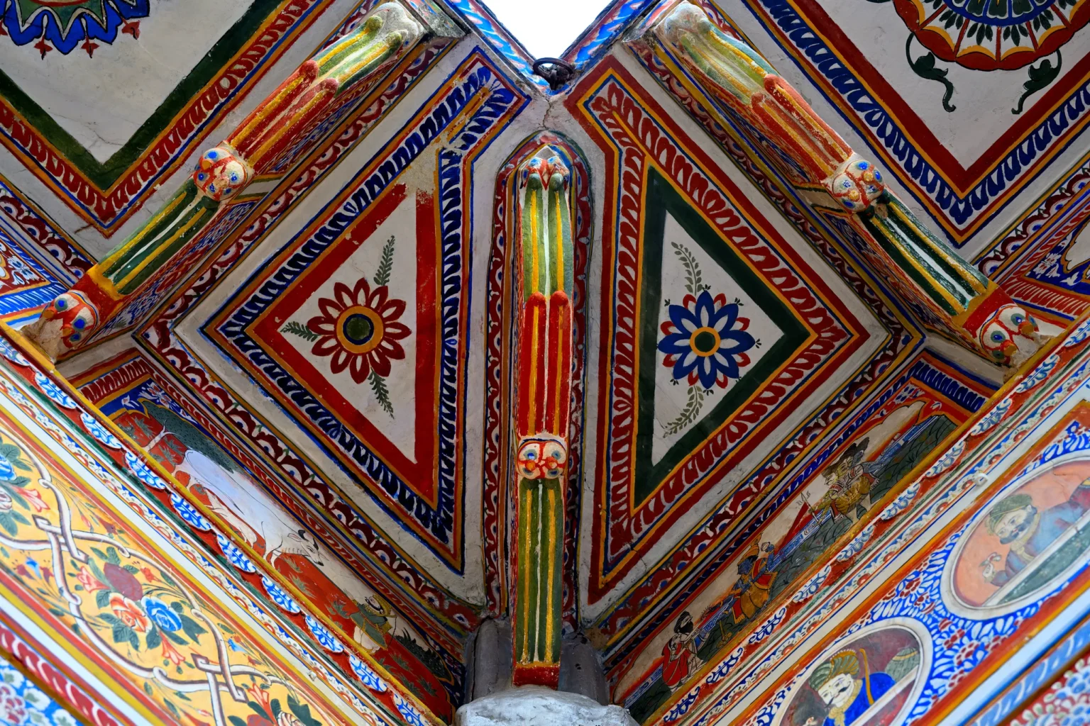 Richly painted ceiling of the Podar Haveli in Nawalgarh, Shekhawati