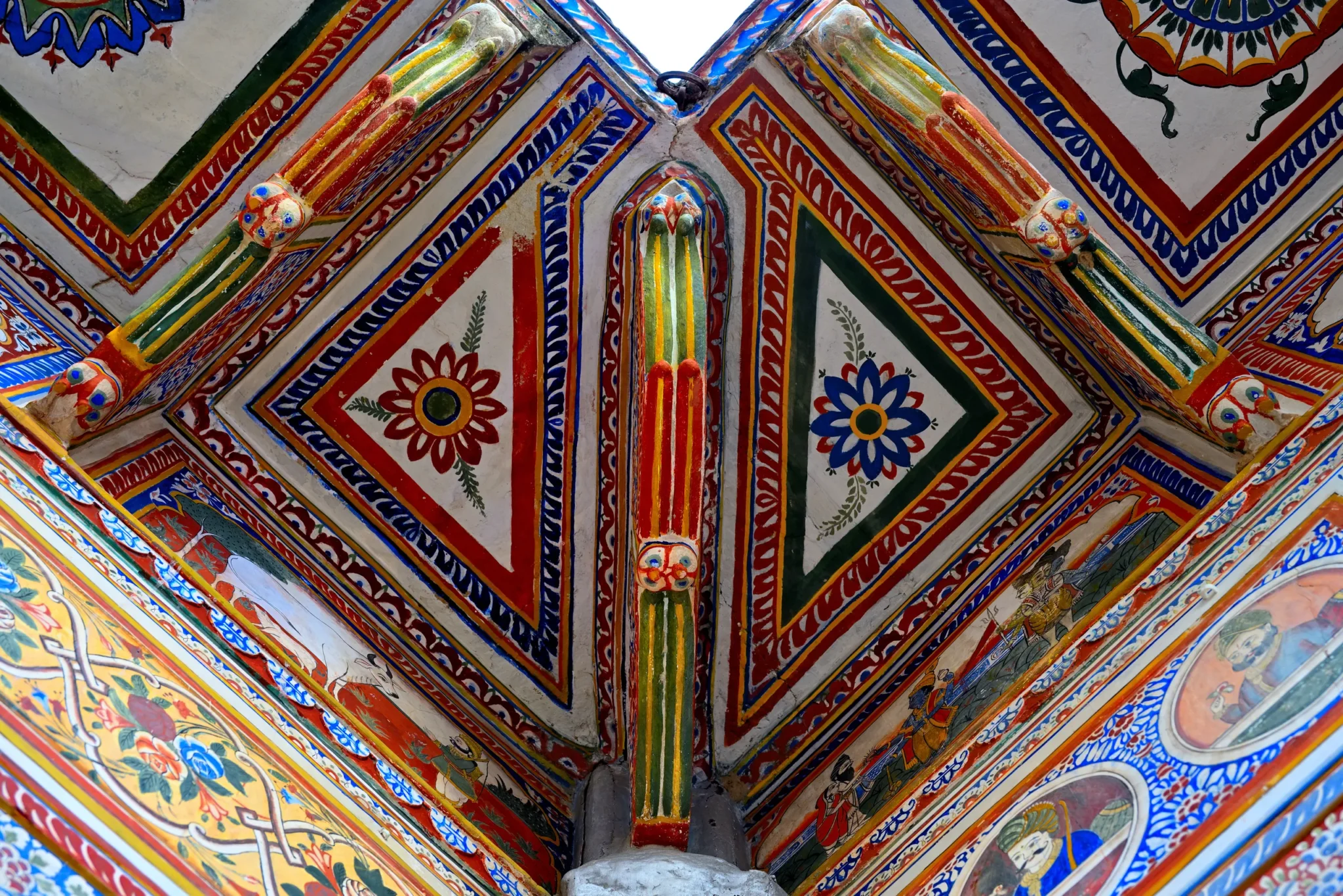 Richly painted ceiling of the Podar Haveli in Nawalgarh, Shekhawati
