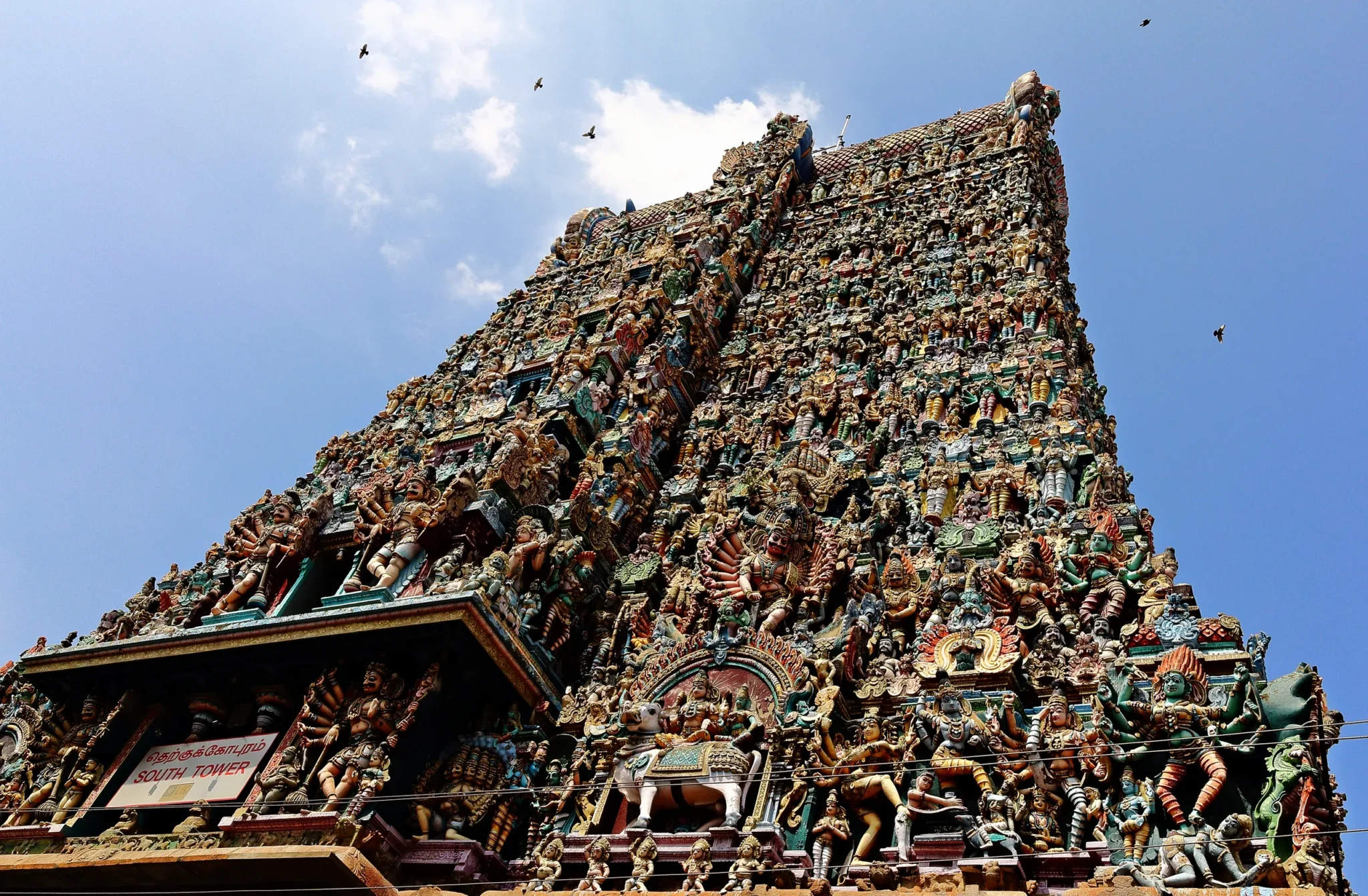 Sculpted south gopuram of the Meenakshi Amman Temple, Madurai
