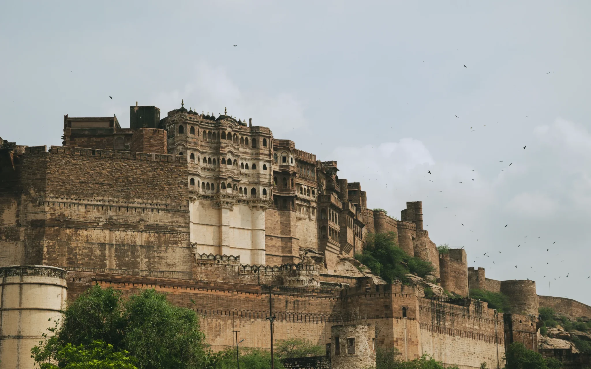Mehrangarh Fort ramparts and palace seen from below