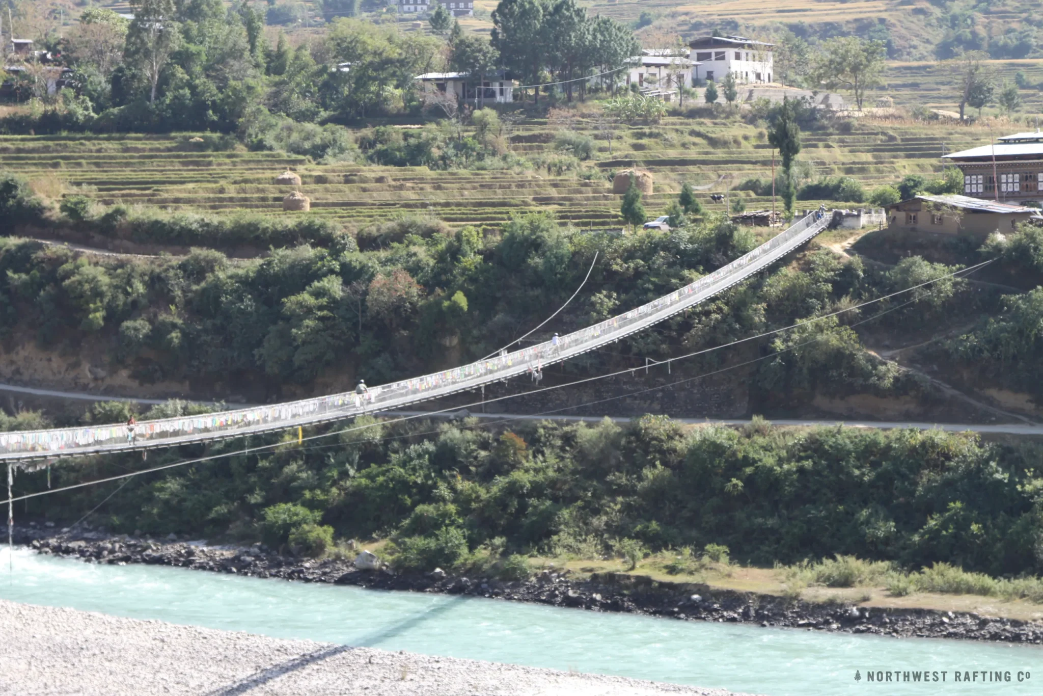 The Punakha suspension bridge across the Pho Chhu