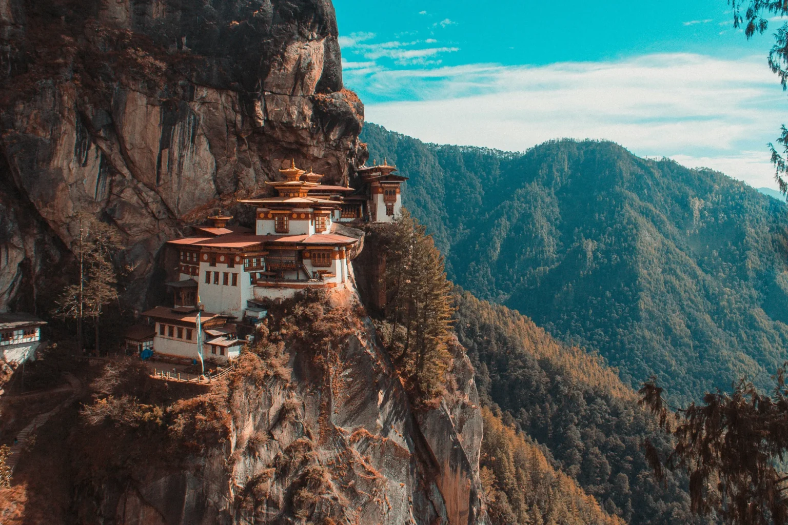 Paro Taktsang, the Tiger's Nest, on its cliff