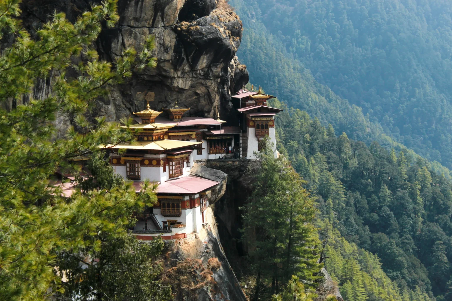 The Tiger's Nest monastery on the cliff above the Paro valley