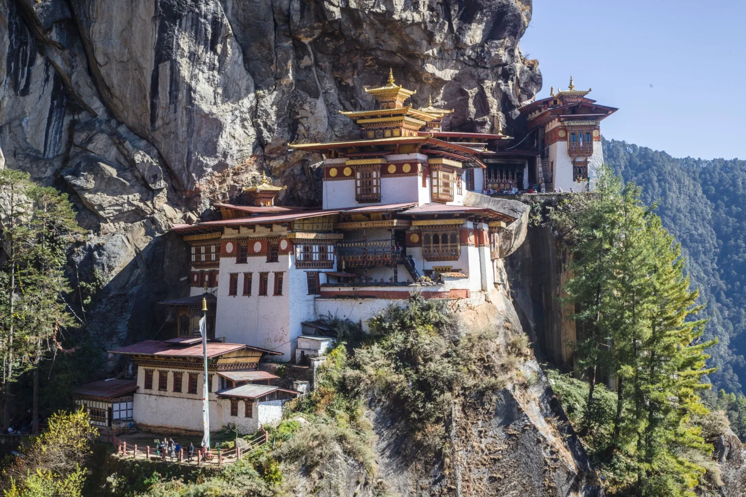 Tiger's Nest monastery on its cliff among the pines