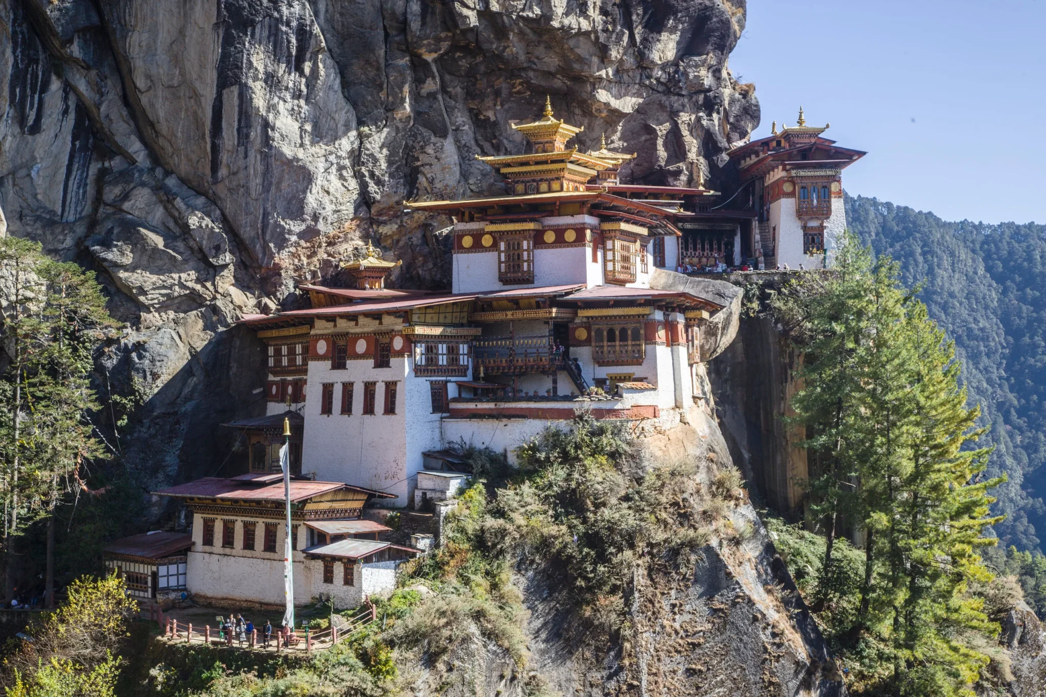 Tiger's Nest monastery on its cliff among the pines