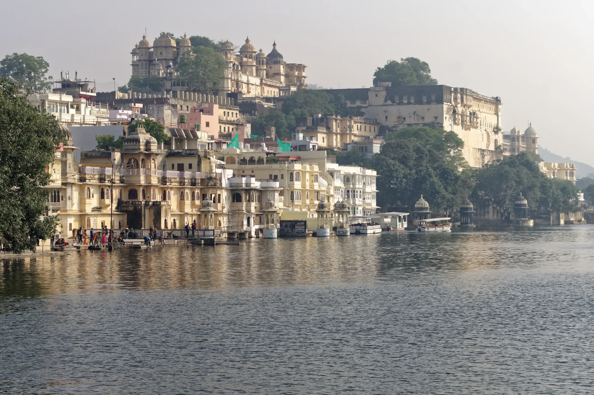 Lakeside ghats and old houses on Lake Pichola below the City Palace